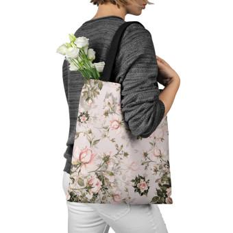 Shopping Bag In a rose garden - flower composition in shades of green and pink