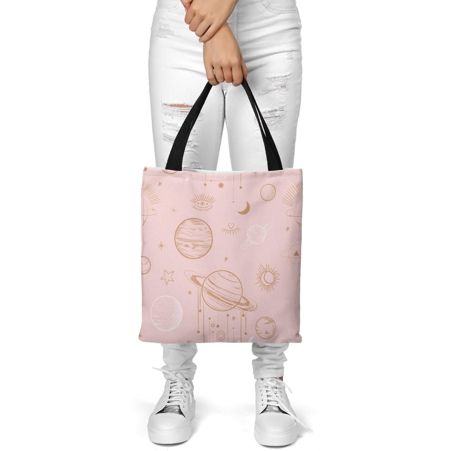 Shopping Bag Cosmic abstraction - composition with stars, moon and planets