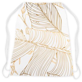 Backpack Art Nouveau leaves - a minimalist floral pattern in gold