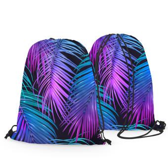 Backpack Neon palm trees - floral motif in shades of turquoise and purple