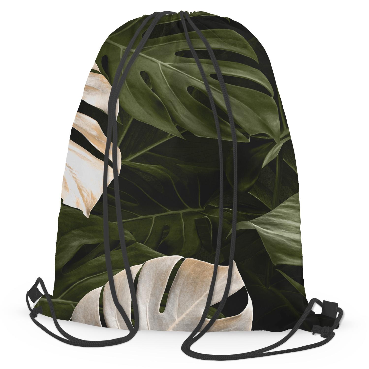 Backpack Faces of the monstera - composition with rich detail of egoztic plants