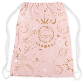 Backpack Abstract cosmos - planets, moon, stars on pink background