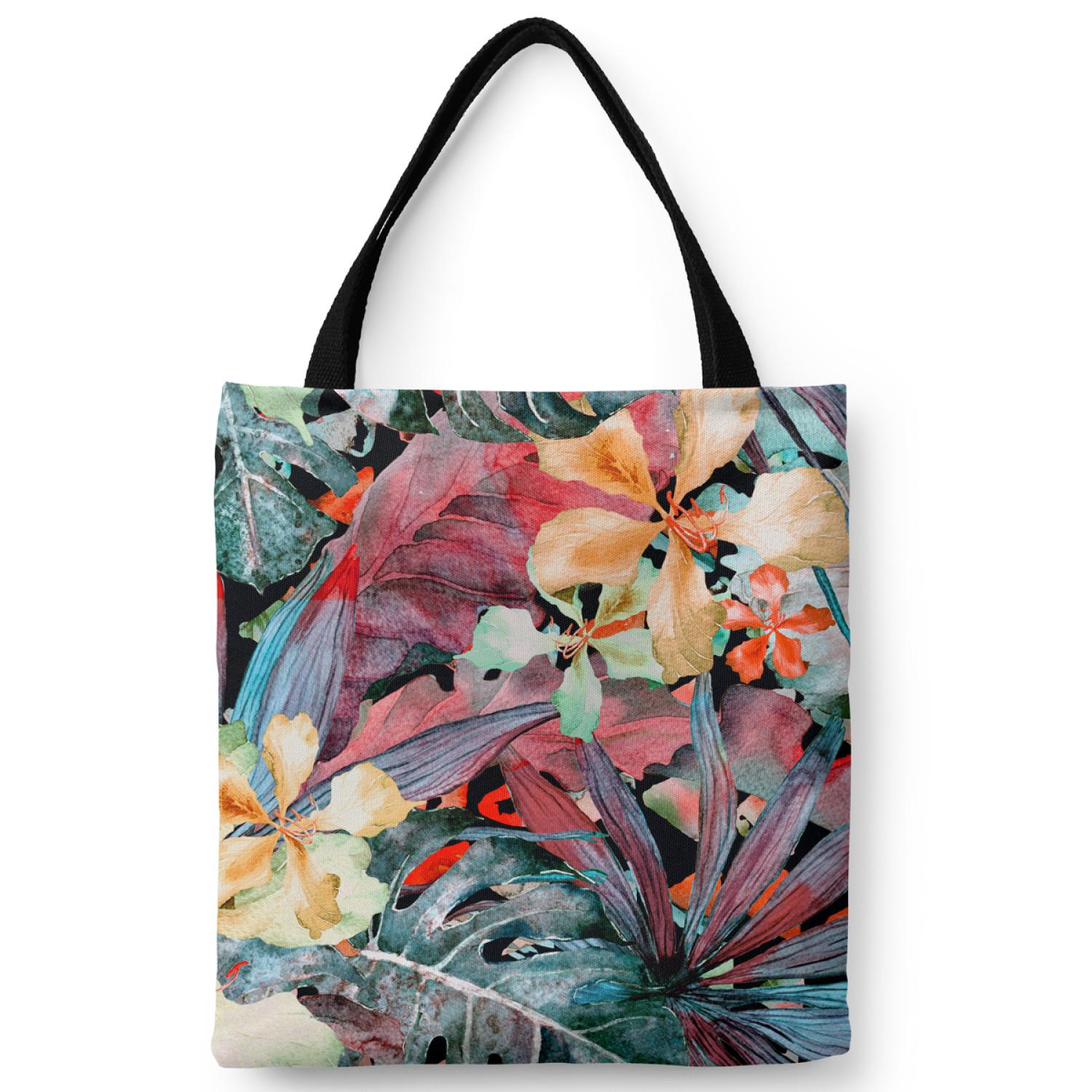 Shopping Bag Coloured leaves - subtle floral pattern in watercolour style