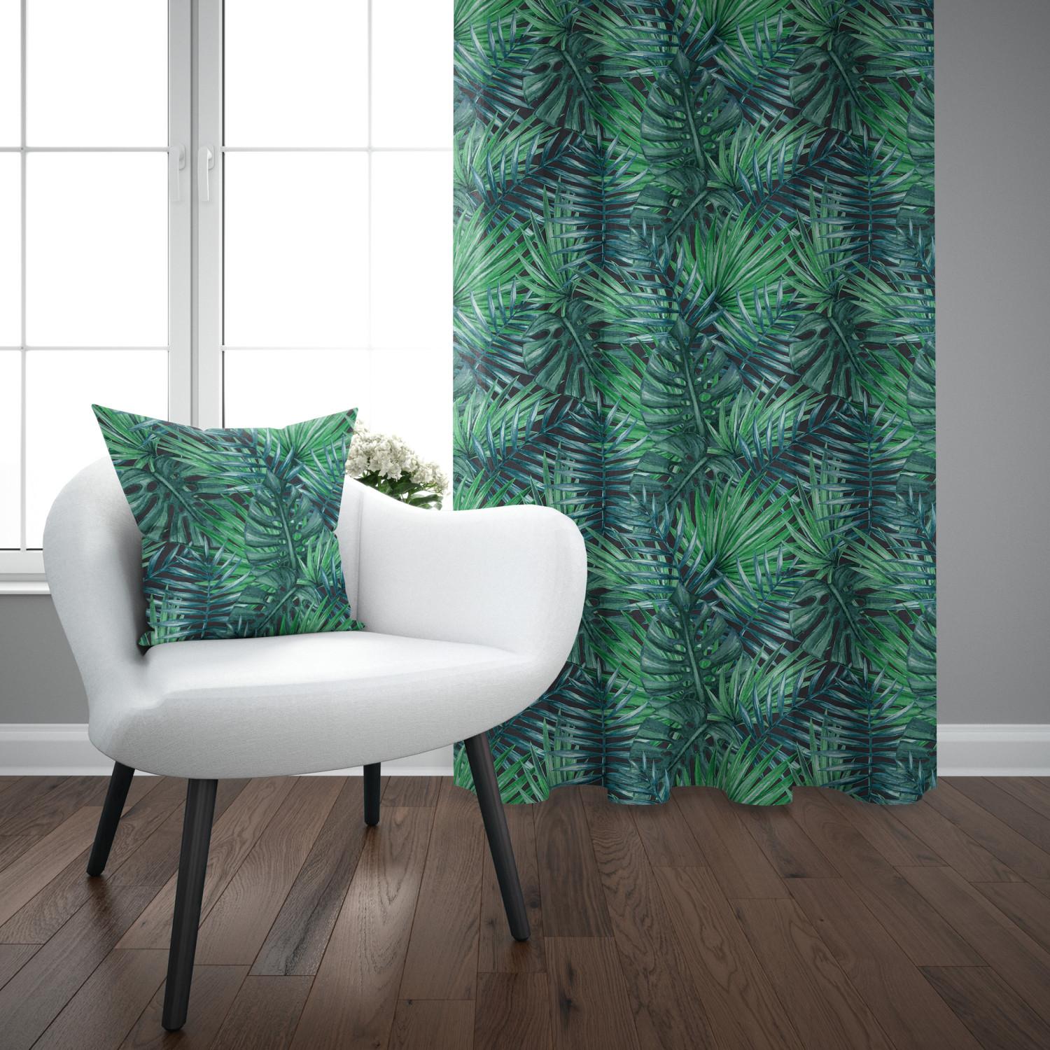 Decorative Curtain Palms and leaves - botanical composition, monstera in shades of green