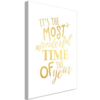 Canvas The Most Beautiful Time - Decorative Inscription, Golden Holiday Text