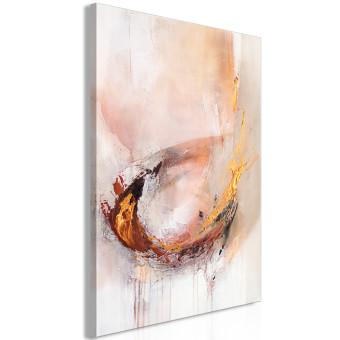 Canvas Painted Abstraction - Light Beige Composition With an Accent of Gold and Bronze