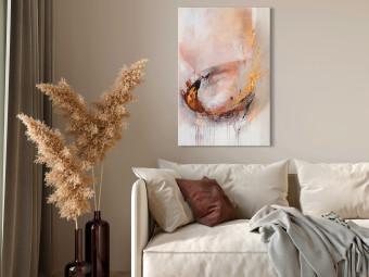 Canvas Painted Abstraction - Light Beige Composition With an Accent of Gold and Bronze