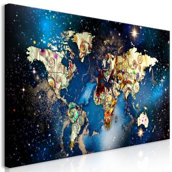 Canvas Abstract Map - World With Klimt Accent With Stars