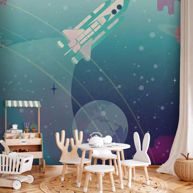 Wall Mural Space Adventure - Interplanetary Rocket Illustration