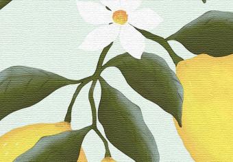 Round Canvas Lemon Sorrento - Sunny Summer Shrub With Fresh Fruit 