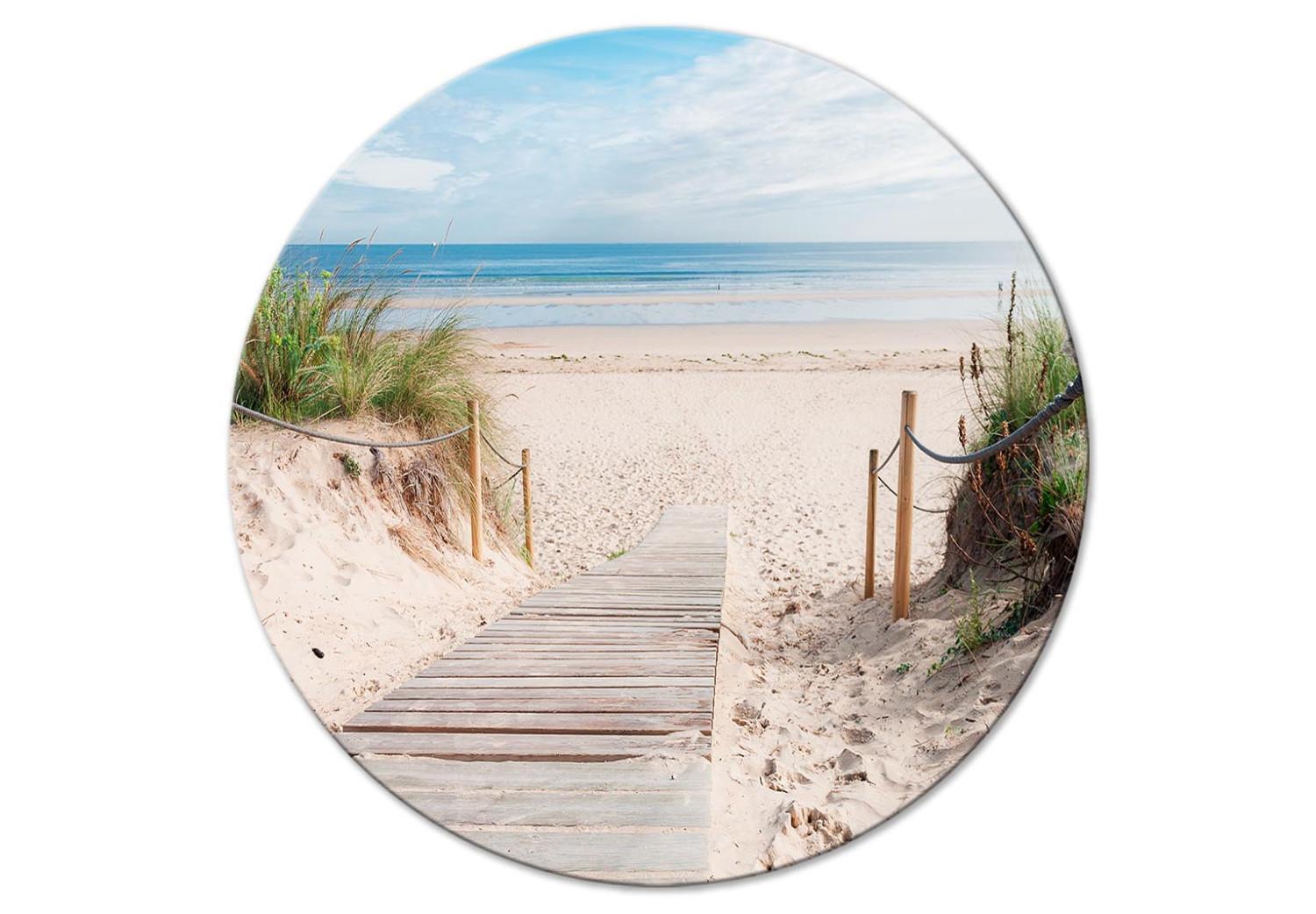 Round Canvas Wooden Entrance to the Beach - Summer Landscape by the Sea