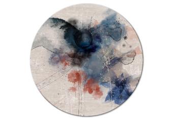 Round Canvas Blue Stains - Abstraction Painted With Ultramarine Ink