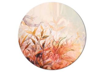 Round Canvas Flaming Meadow - Artwork With Painted Plants in Vivid Colors