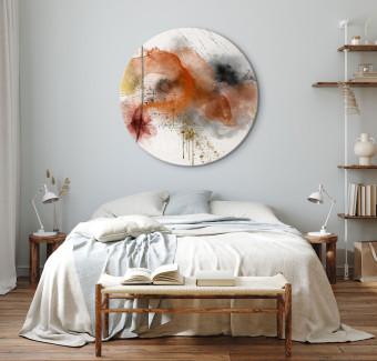 Round Canvas Colorful Expression - Watercolor Abstraction in Warm Tones