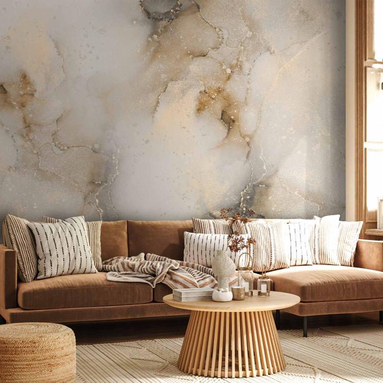 Marble Impression - Elegant Abstraction in Gold and Beige
