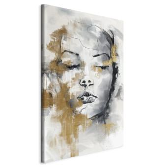 Canvas Portrait of a Stranger (1-piece) - woman's face with closed eyes