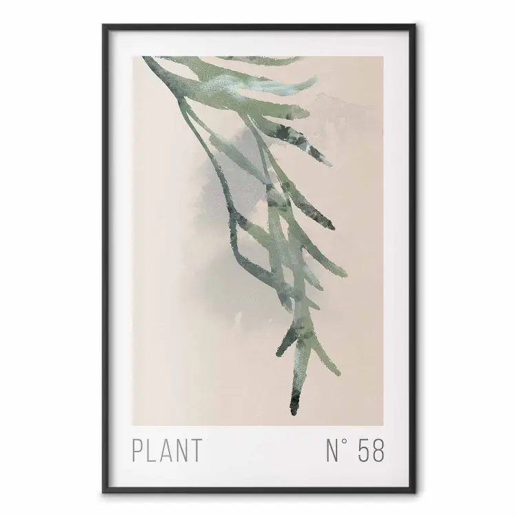 Plant 58 - Green Branch on a Beige Background