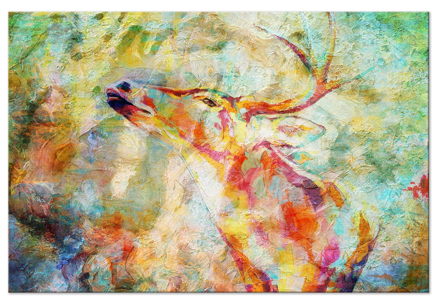 Canvas Fairytale Deer (1-piece) Wide - animal on a colorful background