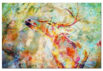 Canvas Fairytale Deer (1-piece) Wide - animal on a colorful background