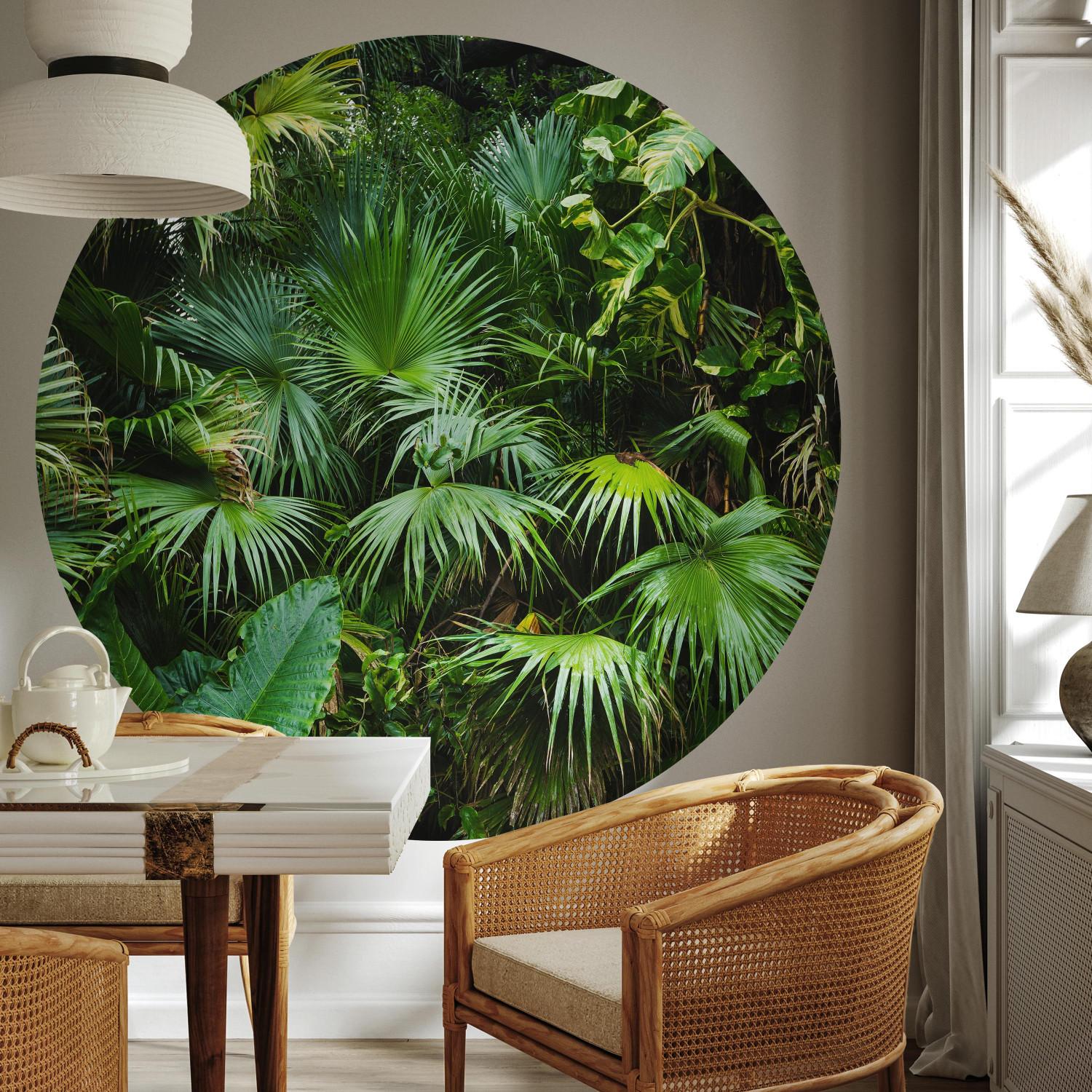 Round wallpaper Jungle - Exotic Forest Vegetation in Green Colors