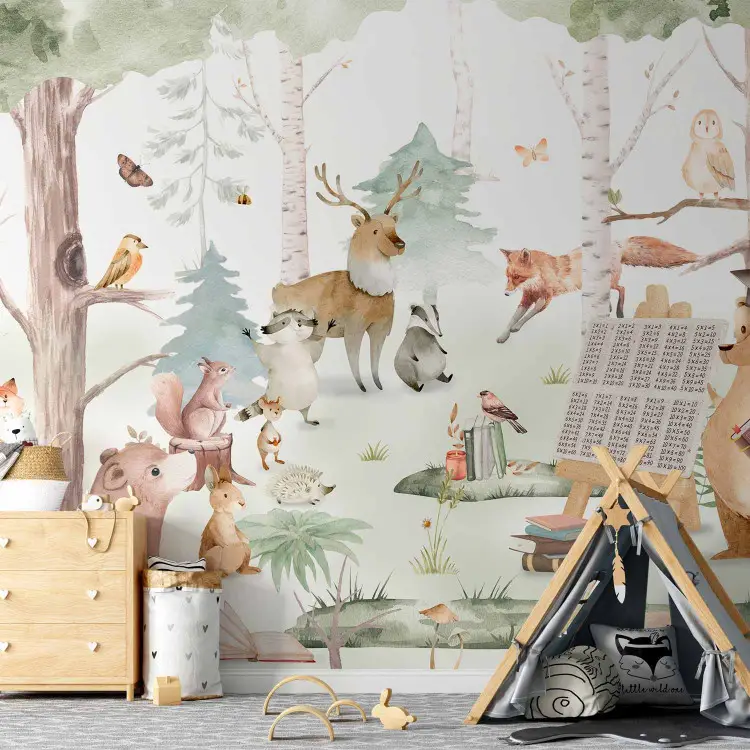 School in the Forest - A Bear Teaching Other Animals in the Bosom of Nature