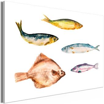 Canvas Marine Fish (1-piece) - watercolor composition with underwater fauna