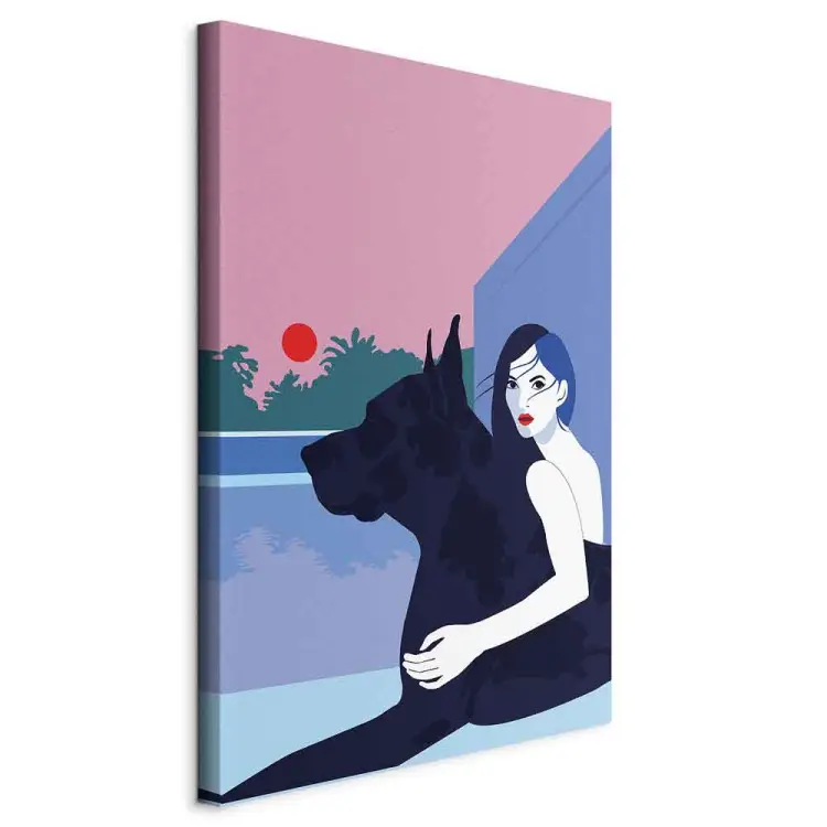 Woman with Dog - minimalist vector illustration
