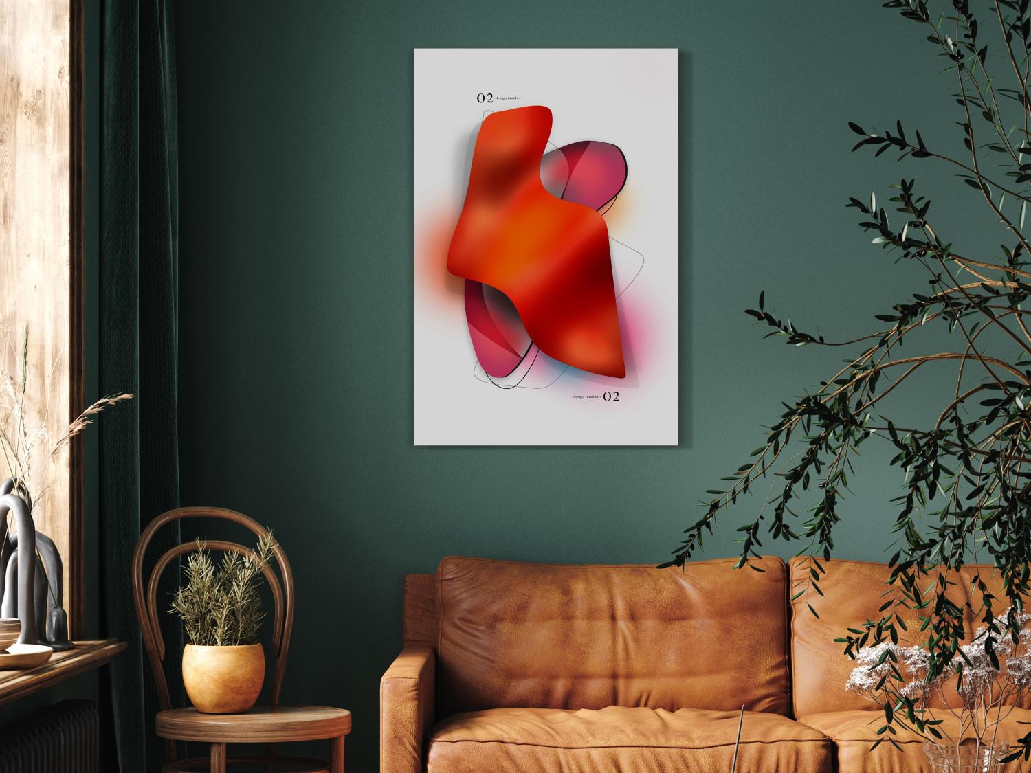 Canvas Neon Abstraction (1-piece) - shapes in shades of red