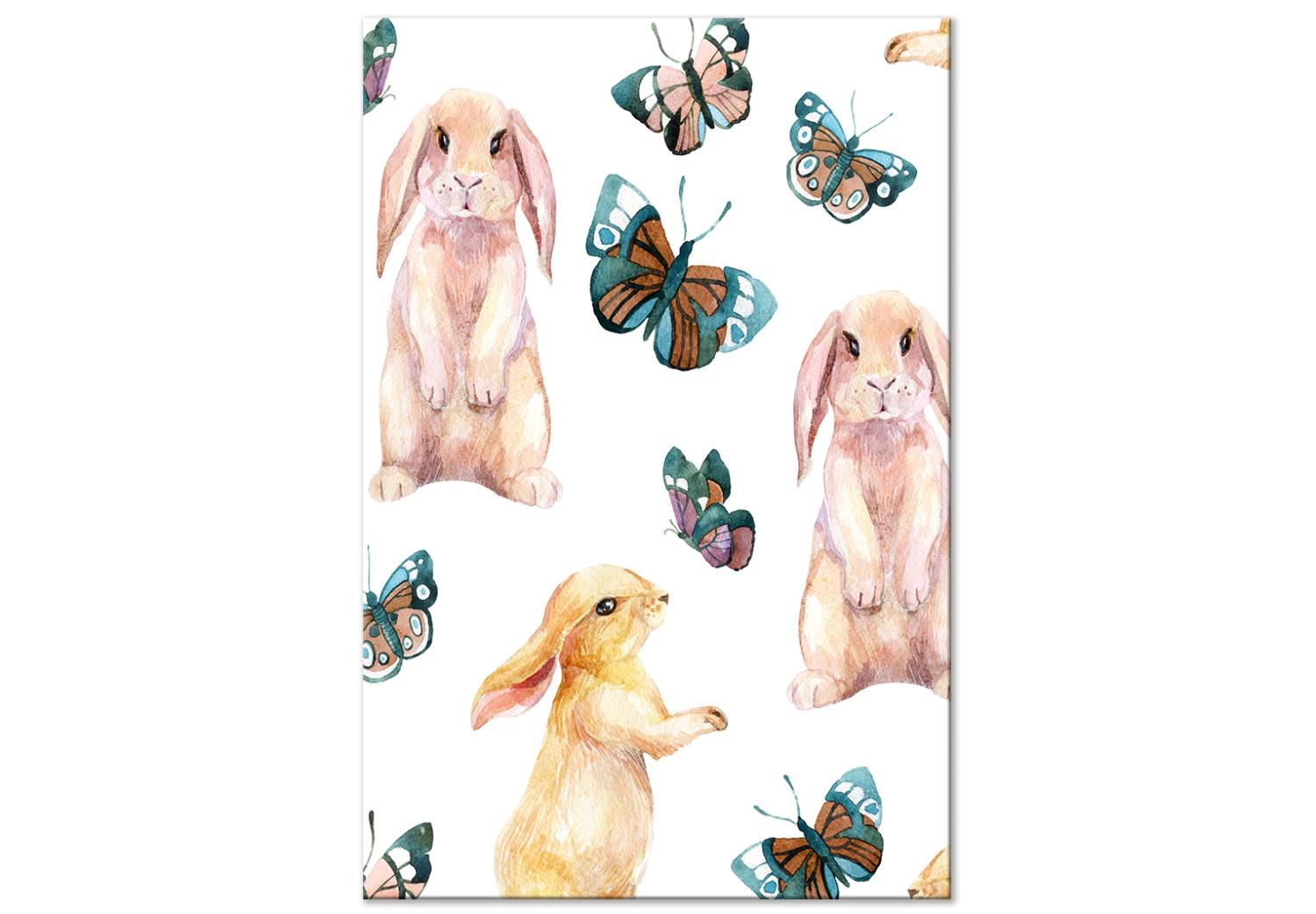 Canvas Bunnies for Children - Funny Drawing Painted With Watercolor