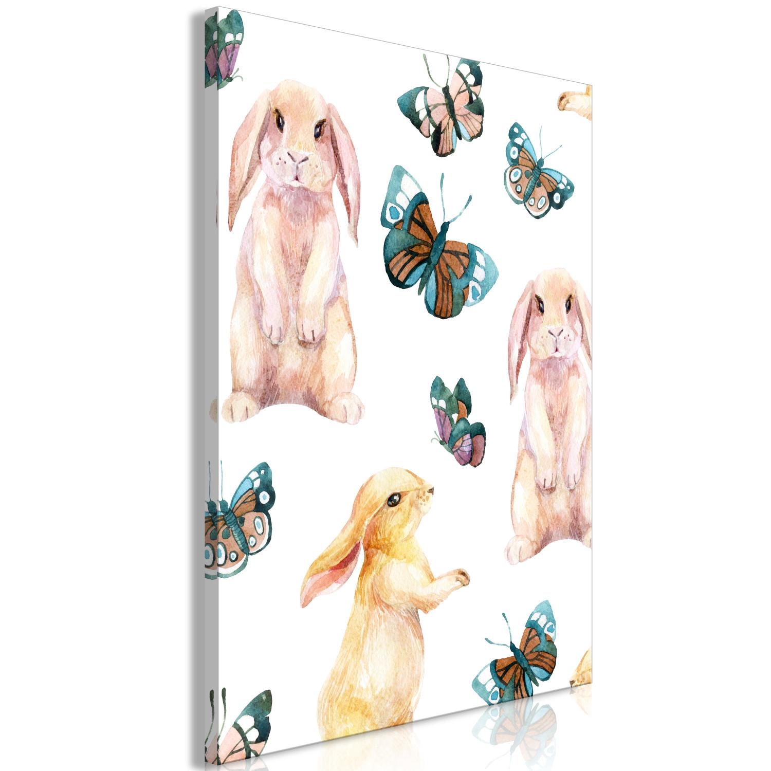 Canvas Bunnies for Children - Funny Drawing Painted With Watercolor