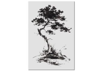 Canvas Japanese Pine - Oriental Motif Painted With Black Ink