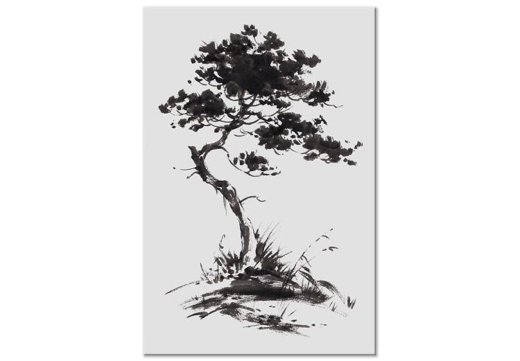 Japanese Pine - Oriental Motif Painted With Black Ink