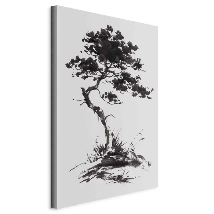 Japanese Pine - Oriental Motif Painted With Black Ink
