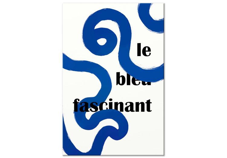 Canvas Print Fascinating Blue - Abstract Blue Lines Intertwined With the Inscription