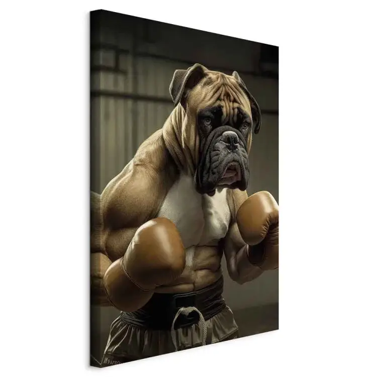 AI Boxer Dog - Fantasy Portrait of a Strong Animal in the Ring - Vertical