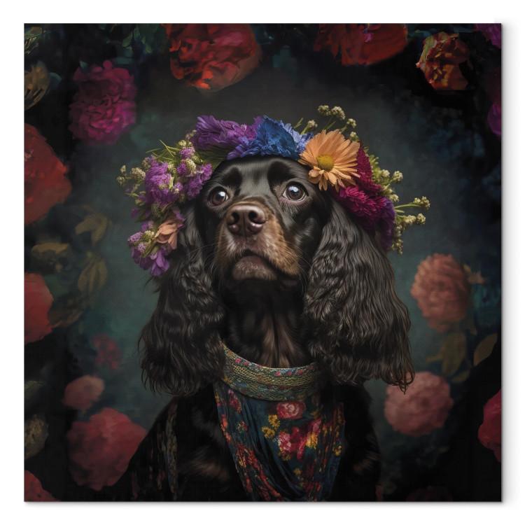 AI Dog Cocker Spaniel - Frida Kahlo Style Animal Fantasy Portrait - Square