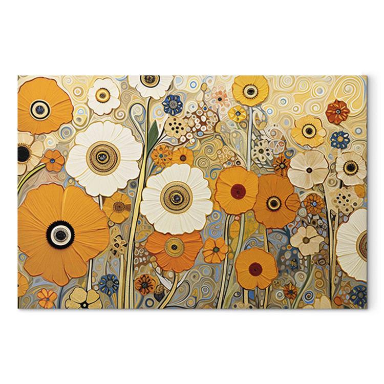 Orange Meadow - A Composition of Flowers in the Style of Klimt’s Paintings