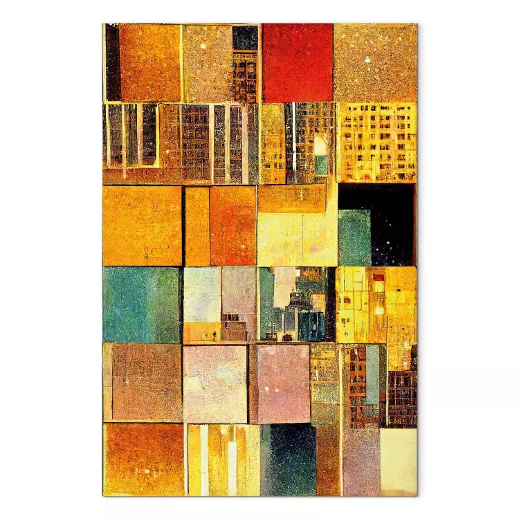 Abstract Squares - A Geometric Composition in Klimt’s Style