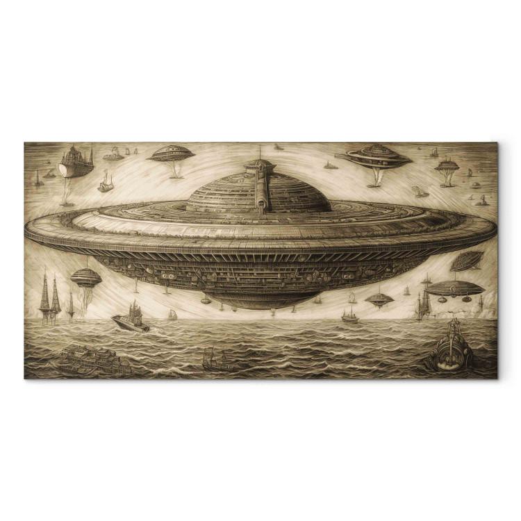 UFO Ship - A Sketch Inspired by the Style of Leonardo Da Vinci