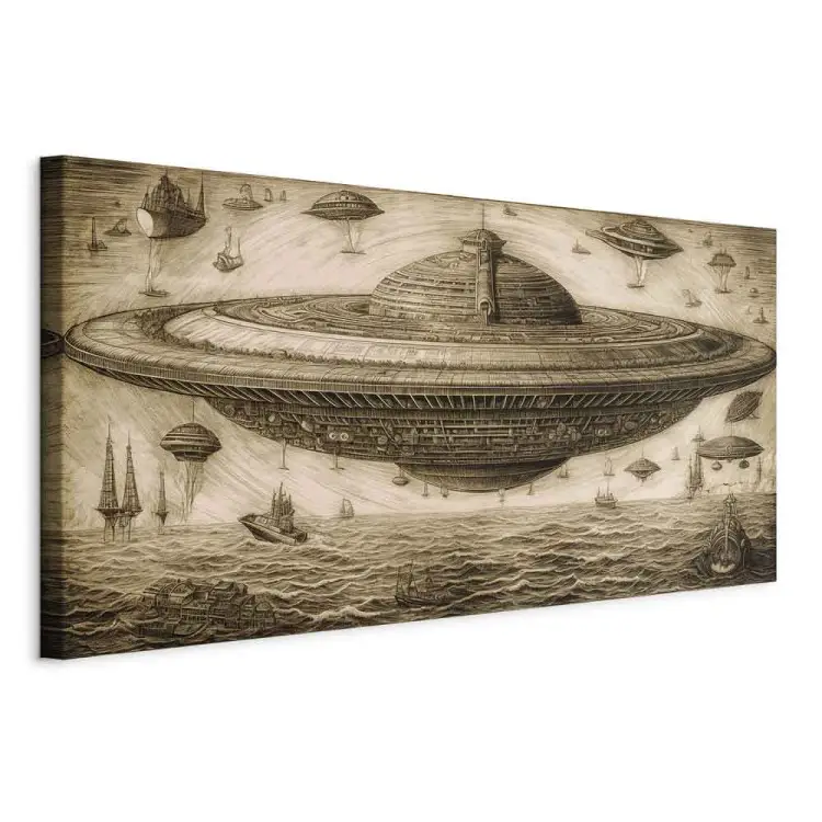 UFO Ship - A Sketch Inspired by the Style of Leonardo Da Vinci