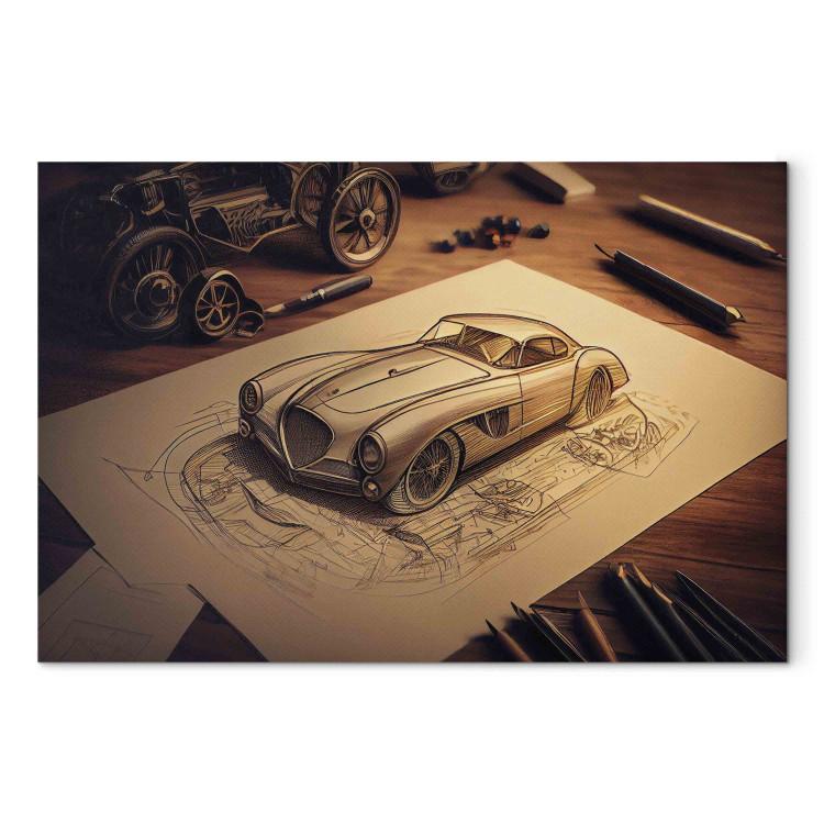 Car Sketch - Vintage Car Drawing Generated by AI