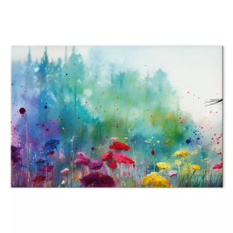 Colorful Flowers - A Painting Composition With a Forest Generated by AI
