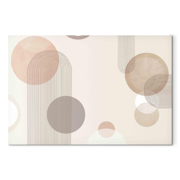 Large Canvas Print Fountain - Subtle Beige Abstraction With Brown Circles [Large Format]