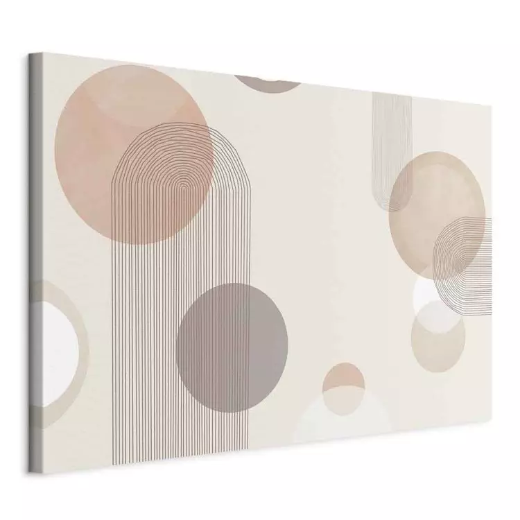 Fountain - Subtle Beige Abstraction With Brown Circles