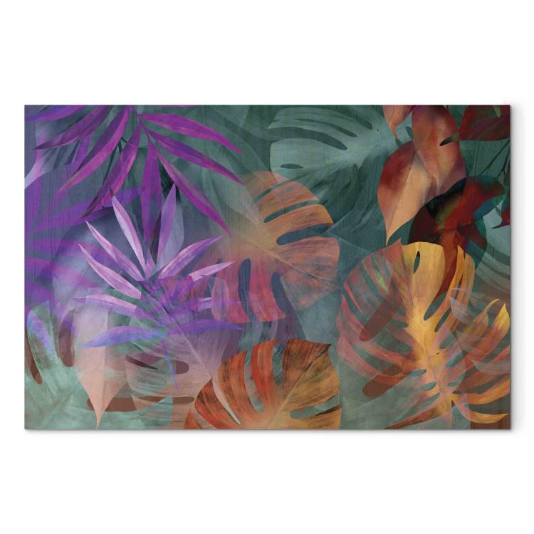 Canvas Print Colorful Nature - A Composition of Energetic Palm Leaves and Monstera