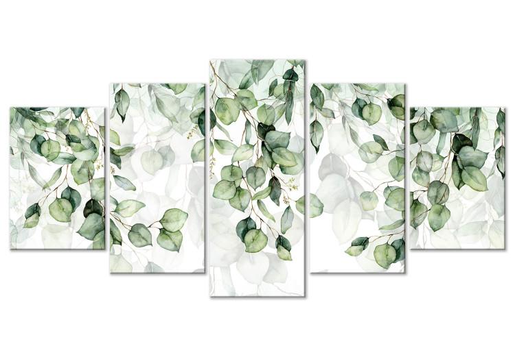 Canvas Print Lightness of Leaves - Delicate Composition With Twigs in Bloom