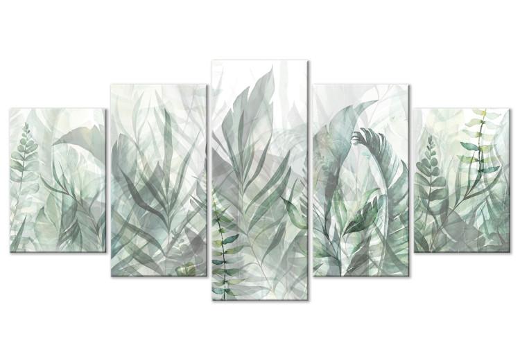Canvas Print Wild Meadow - Lush Vegetation Intermingled on a White Background