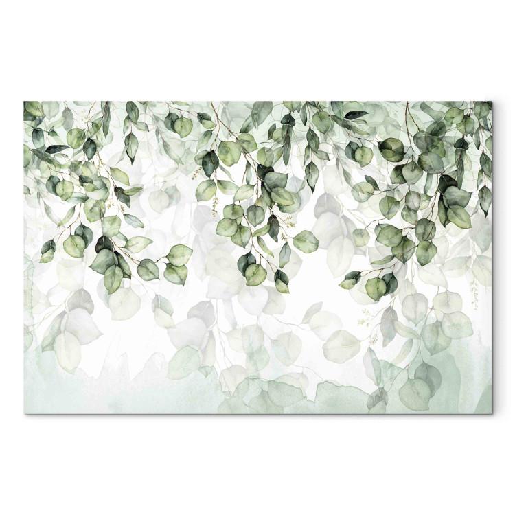 Large Canvas Print Lightness of Leaves - Watercolor Composition With Green Plants [Large Format]