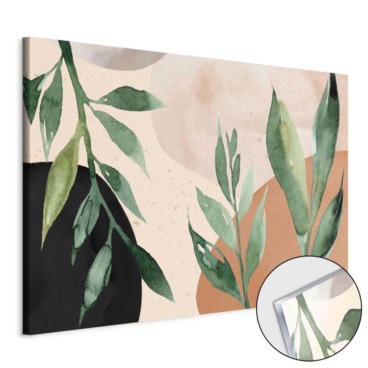 Acrylic Print Harmony of Nature - Composition With Leaves on an Abstract Background [Glass]