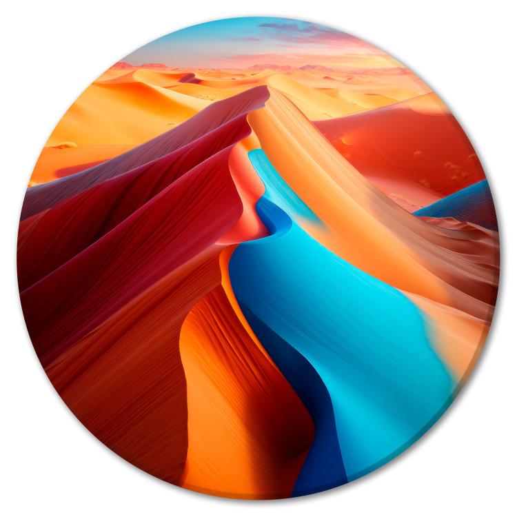 Round Canvas Print Desert Color Fever - Colorful Sand Mountain Against the Sky